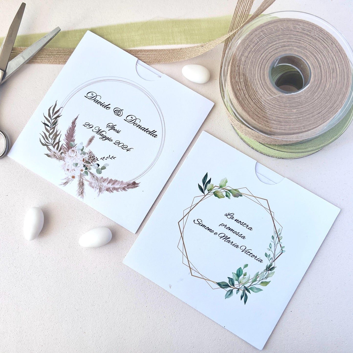 Invito Matrimonio Elegante – 2 Grafiche Botaniche Personalizzabile Interno/Esterno | Busta Rigida Include Card | Stile Rustico Chic