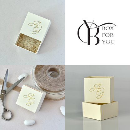 Scatolina Porta Riso/Confetti – 5×5×2.5 cm - Iniziali Oro Personalizzate | Minimal Chic Matrimonio