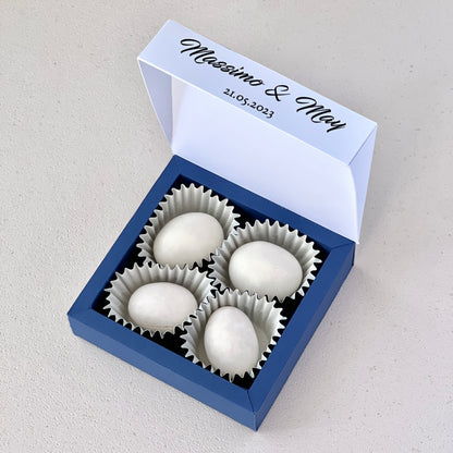 Scatolina Maioliche quadrata 2 Varianti Mediterranee | Perfetta per 5/7 Confetti | Personalizzata con Nomi & Data - Bomboniera Matrimonio