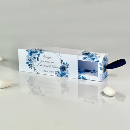 Scatolina Porta Confetti Fiammifero Personalizzata – 4 Grafiche Floreali – Bomboniera Matrimonio/Promessa – Nastro in Raso – Custom Box