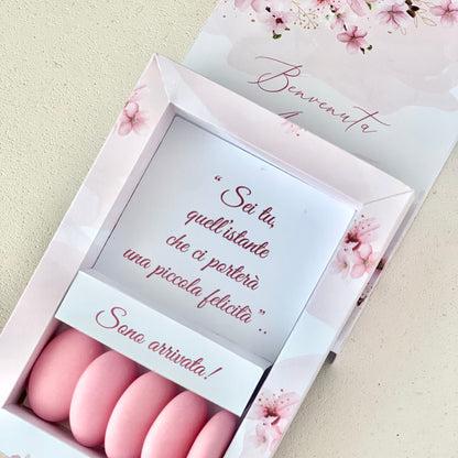 Scatoline porta confetti nascita bimba | Bomboniere rosa personalizzate con fiori o bimba | Baby girl favor box handmade in Italy
