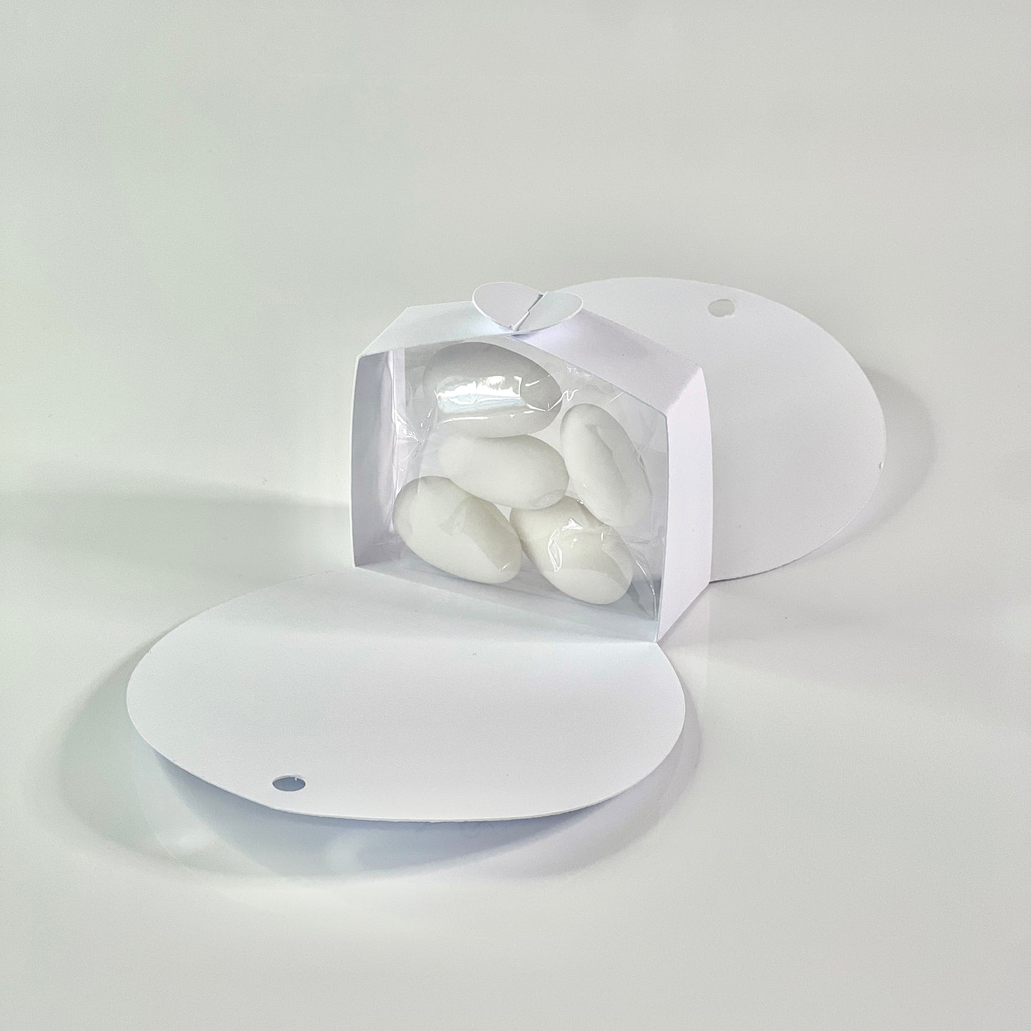 Scatolina Portaconfetti Rotonda Prima Comunione e Cresima Personalizzata • Bomboniera Verde con Fiocco in Raso • 5 Confetti