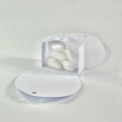 Scatolina Portaconfetti Rotonda Prima Comunione e Cresima Personalizzata • Bomboniera Verde con Fiocco in Raso • 5 Confetti