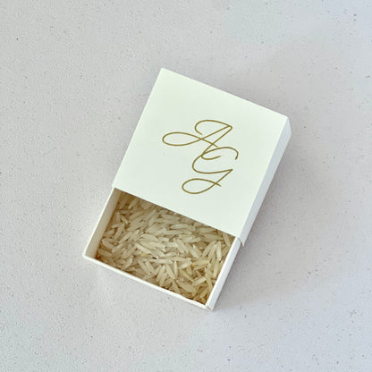 Scatolina Porta Riso/Confetti – 5×5×2.5 cm - Iniziali Oro Personalizzate | Minimal Chic Matrimonio