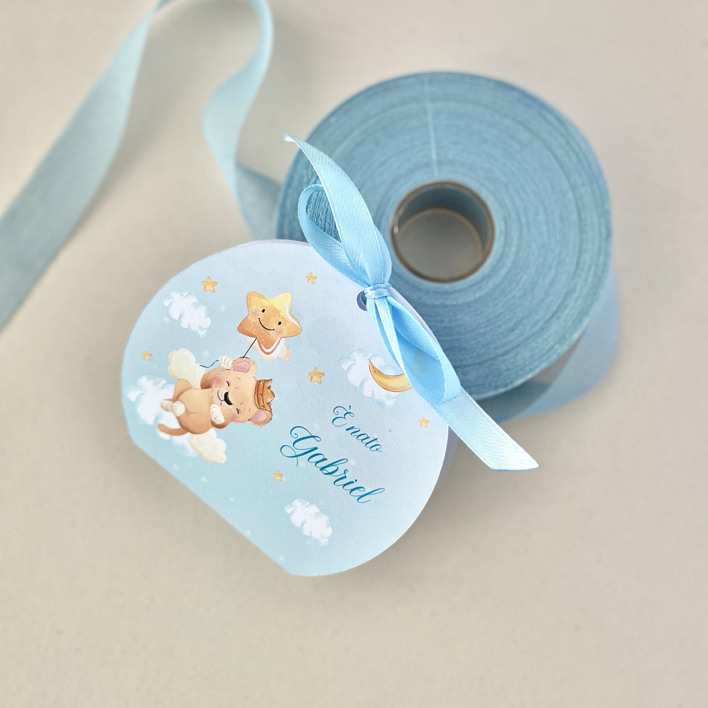 Scatolina porta confetti azzurra con fiocco | Bomboniera nascita o battesimo bimbo personalizzata | Favor box handmade in Italy