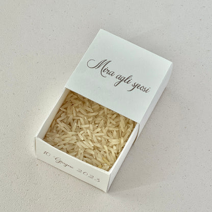 Scatolina Porta Riso/Confetti Avorio Martellato – Personalizzata con Nome & Data – Elegante per Matrimonio