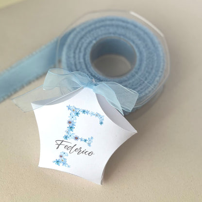 Scatolina porta confetti con iniziale floreale | Bomboniera personalizzata per nascita o battesimo bimbo e bimba | Handmade in Italy