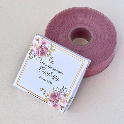 Scatola,Scatolina Porta confetti per Comunione,Battesimo,Nascita,Matrimonio, fiori Rosa, maggiori info in descrizione