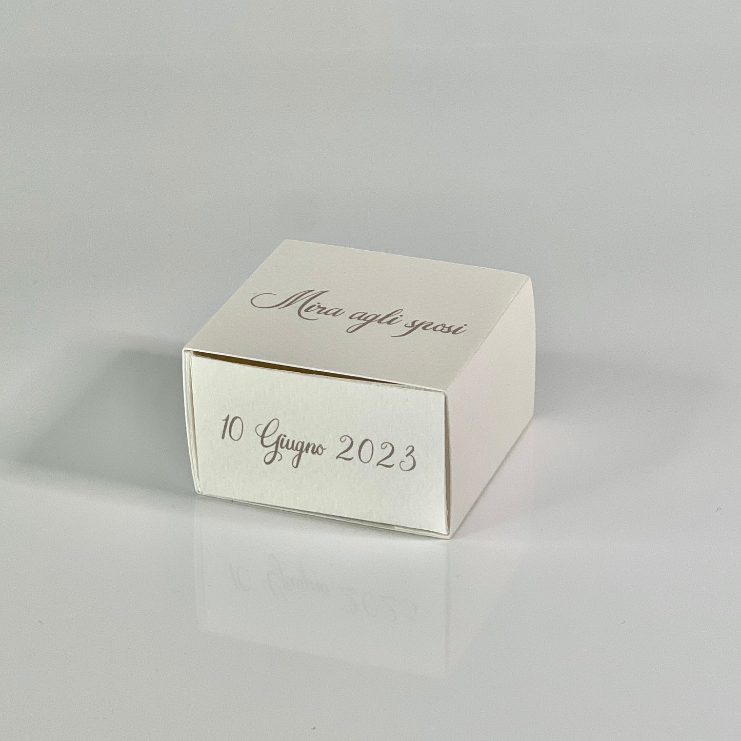 Scatolina Porta Riso/Confetti Avorio Martellato – Personalizzata con Nome & Data – Elegante per Matrimonio