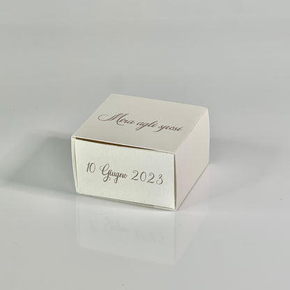 Scatolina Porta Riso/Confetti Avorio Martellato – Personalizzata con Nome & Data – Elegante per Matrimonio