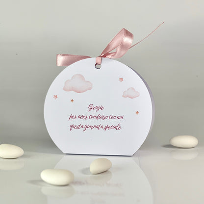 Scatolina Battesimo Rosa – Bomboniera Personalizzata con Coniglietta o Orsetto Perfetta per 5 Confetti - Porta confetti Rotonda rosa