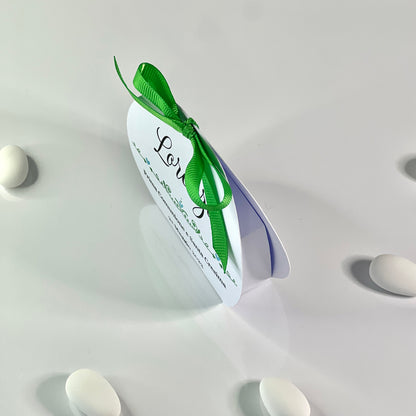 Scatolina Portaconfetti Rotonda Prima Comunione e Cresima Personalizzata • Bomboniera Verde con Fiocco in Raso • 5 Confetti