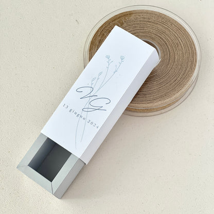 Scatolina Minimal Elegante – Interno Celeste o Grigio Chiaro – Personalizzata per Matrimonio & Eventi - Bomboniera Matrimonio