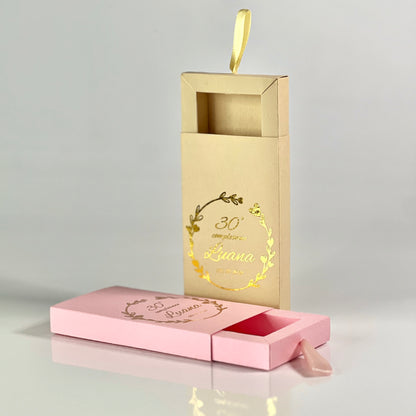 Scatolina a Cassetto con Foil Oro – Varianti Rosa o Beige – Personalizzata per Compleanno Elegante - Bomboniera Personalizzata