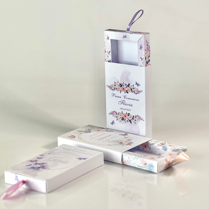 Scatolina Prima Comunione personalizzata – Box con cassetto – 3 grafiche disponibili – Porta confetti elegante - Bomboniera Personalizzata