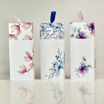 Scatolina Porta Confetti Personalizzata Matrimonio – 3 Grafiche Floreali a Scelta – Bomboniera Elegante con Nastro – Evento, Promessa, Nozze