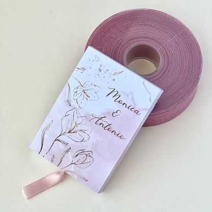 Scatolina Rosa Acquerello Elegante –  Bomboniera Personalizzata – Perfetta per 5/7 Confetti – Matrimonio / Evento