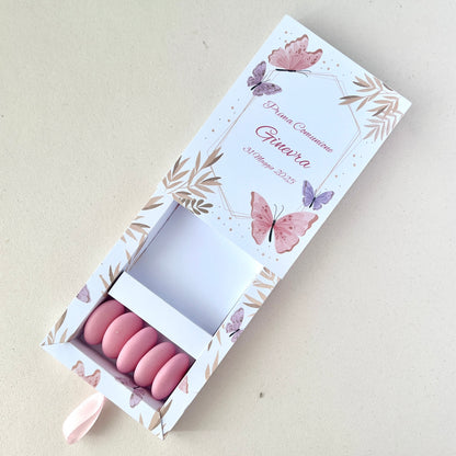 Scatolina Farfalle Rosa con Doppio Scomparto – Prima Comunione / Battesimo – Bomboniera Personalizzata