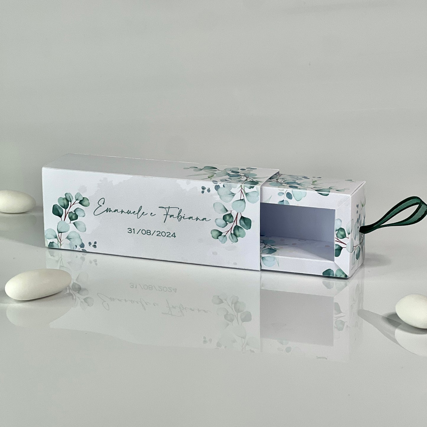 Scatolina Porta Confetti Fiammifero Personalizzata – 4 Grafiche Floreali – Bomboniera Matrimonio/Promessa – Nastro in Raso – Custom Box