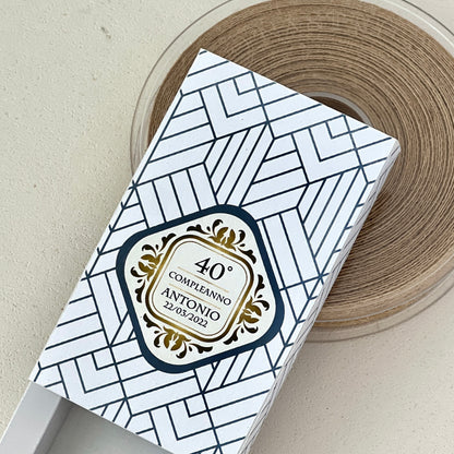 Scatolina a Cassetto Elegante – Tema Luxury Geometrico – Personalizzata per Compleanni, Anniversari ed Eventi