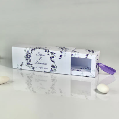 Scatolina Porta Confetti Fiammifero Personalizzata – 4 Grafiche Floreali – Bomboniera Matrimonio/Promessa – Nastro in Raso – Custom Box