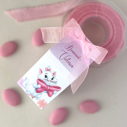 Scatolina porta confetti gattina rosa | Bomboniera nascita o battesimo bimba personalizzata | Favor box handmade in Italy
