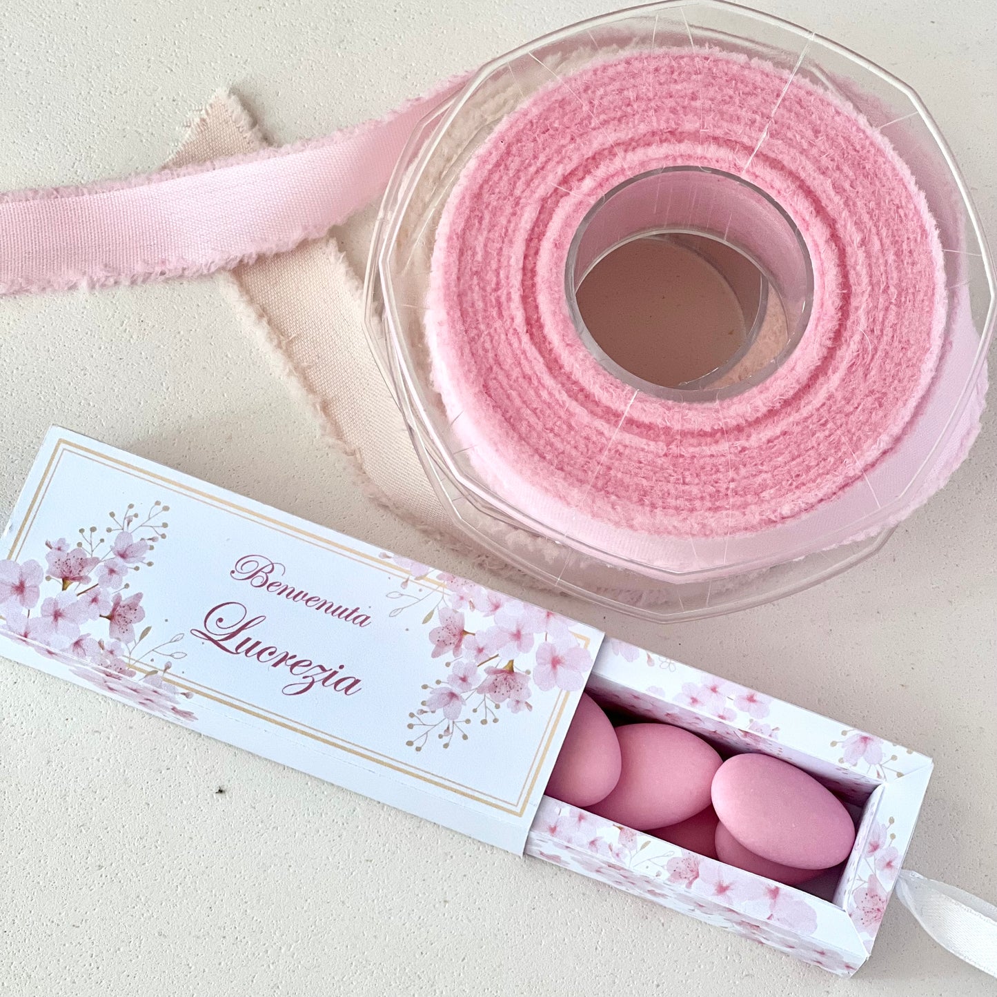 Scatolina porta confetti floreale rosa | Bomboniera nascita o battesimo bimba | Favor box elegante handmade in Italy