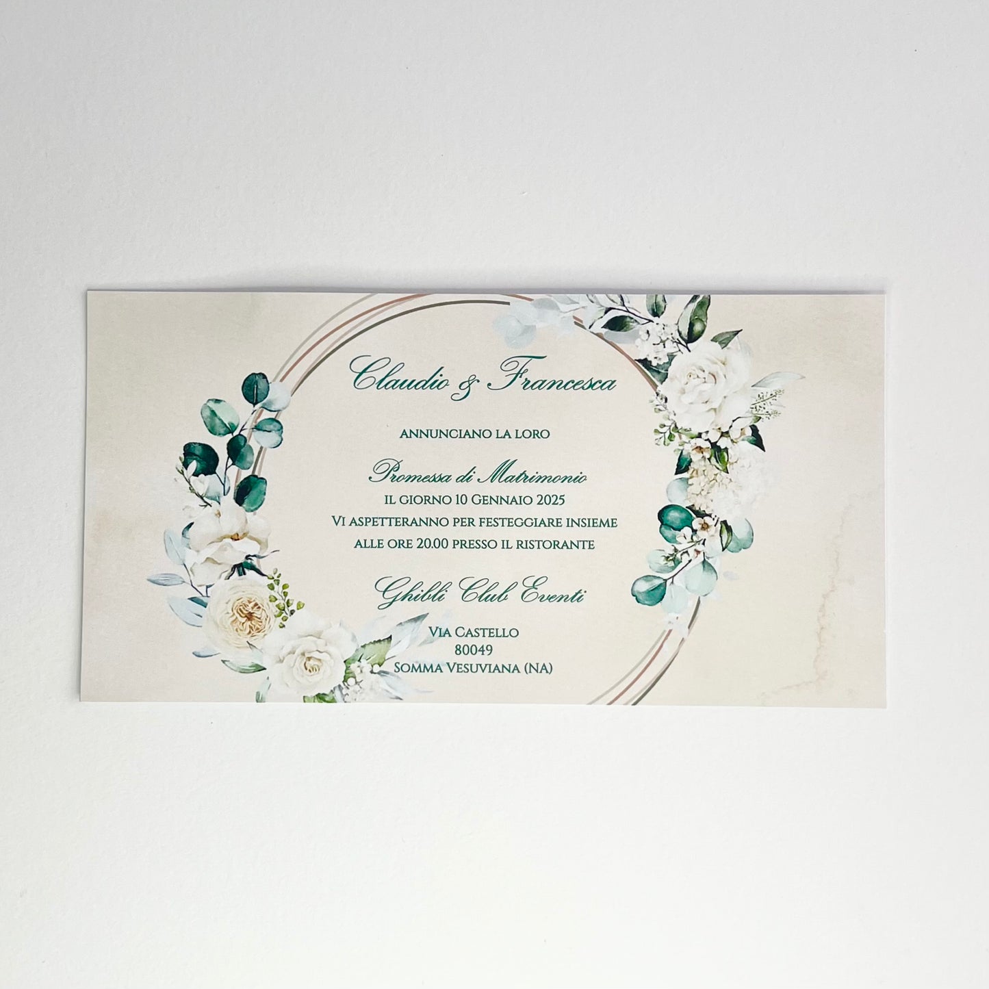 Invito per matrimonio o promessa personalizzato semplice Ed elegante, dettagli in verde, per maggiori info in descrizione