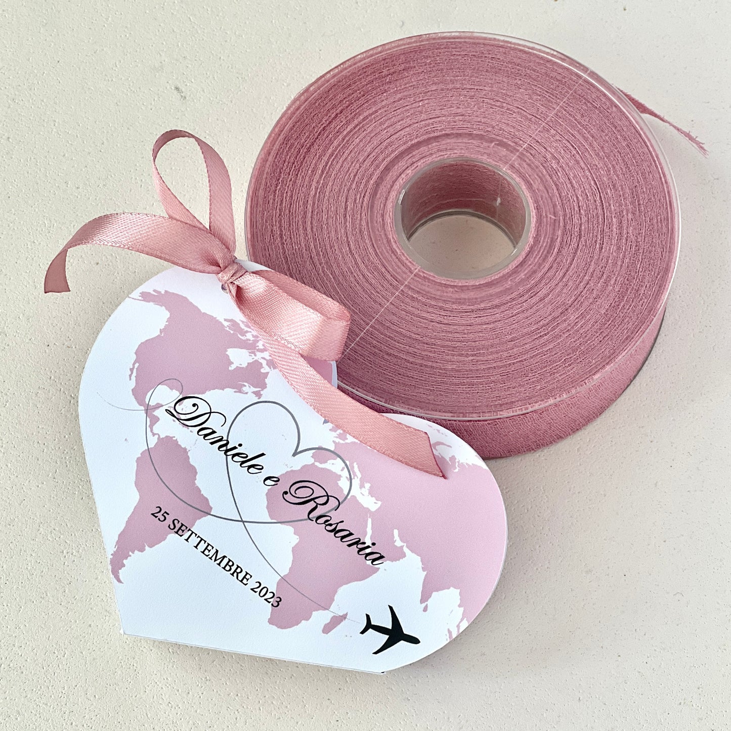 Scatolina Cuore Mappa del Mondo – Bomboniera Viaggio Personalizzata Perfetta per Matrimonio, Anniversario, Wedding Travel Theme