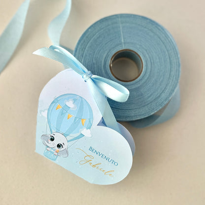 Scatolina porta confetti azzurra con fiocco | Bomboniera nascita o battesimo bimbo personalizzata | Favor box handmade in Italy