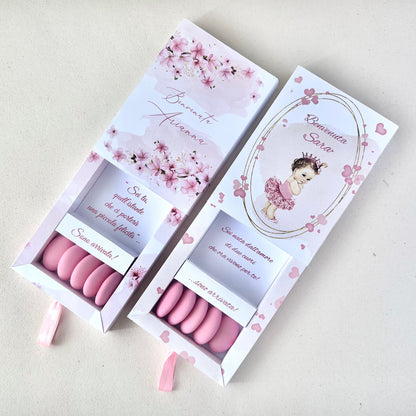 Scatoline porta confetti nascita bimba | Bomboniere rosa personalizzate con fiori o bimba | Baby girl favor box handmade in Italy