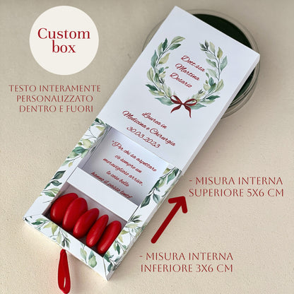 Scatolina Porta confetti Laurea Personalizzata a Cassetto • Corona d’Alloro • Due Scomparti • Bomboniera Elegante • Made in Italy