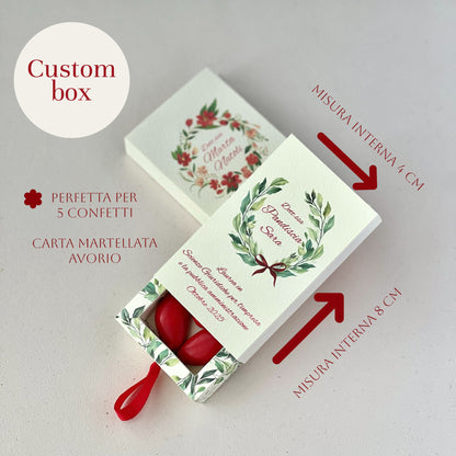 Scatolina porta confetti Laurea personalizzata | Corona d’Alloro verde o rossa | Bomboniera elegante per Dottorato e Laurea Triennale