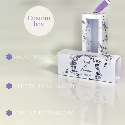 Scatolina Porta Confetti Fiammifero Personalizzata – 4 Grafiche Floreali – Bomboniera Matrimonio/Promessa – Nastro in Raso – Custom Box