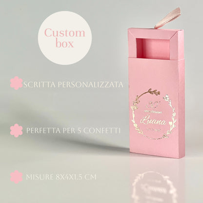 Scatolina a Cassetto con Foil Oro – Varianti Rosa o Beige – Personalizzata per Compleanno Elegante - Bomboniera Personalizzata