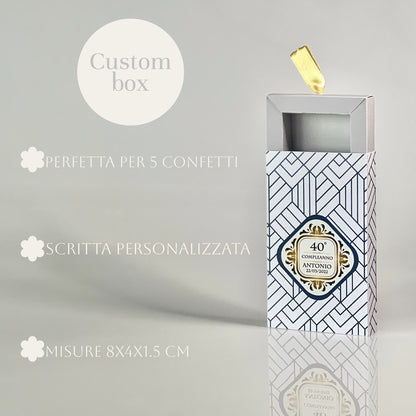 Scatolina a Cassetto Elegante – Tema Luxury Geometrico – Personalizzata per Compleanni, Anniversari ed Eventi