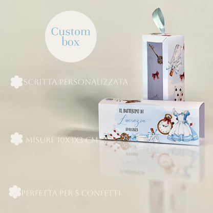 Scatolina a Cassetto Battesimo – Grafica Alice o Floreale Rosa – Personalizzata con Nome & Data - Bomboniera Battesimo