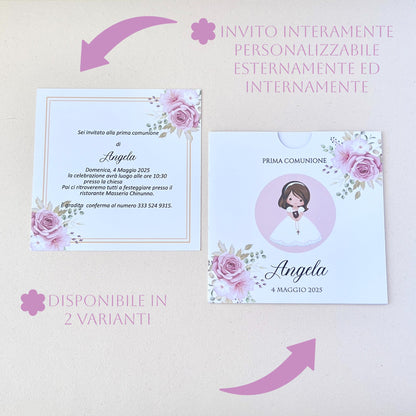 Inviti comunione personalizzati | Partecipazioni prima comunione bambino o bambina | Handmade invitations made in Italy