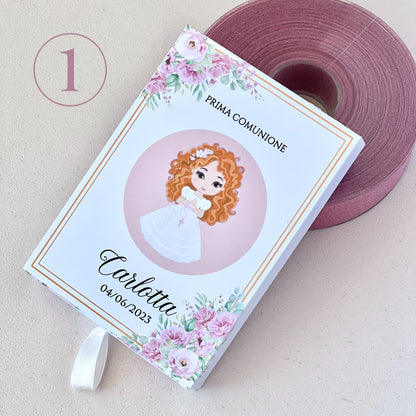 Scatolina Prima Comunione – 4 Grafiche Bimba/Bimbo Personalizzata | Perfetta per 10/15 Confetti o Gadget | Bomboniera Con Immagine Bimbi