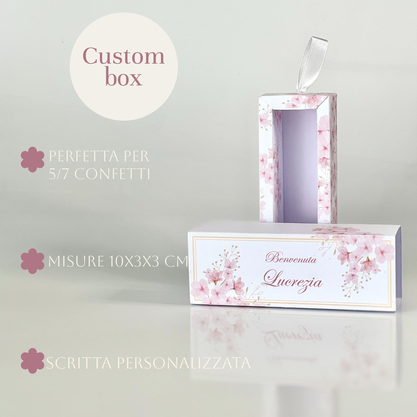 Scatolina porta confetti floreale rosa | Bomboniera nascita o battesimo bimba | Favor box elegante handmade in Italy
