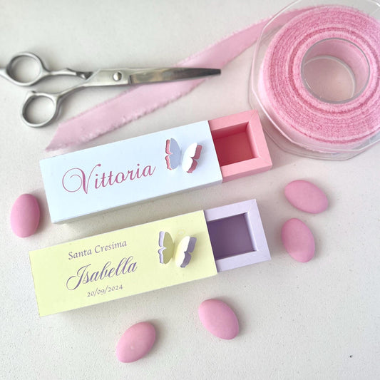 Scatoline porta confetti farfalla | Bomboniere eleganti Cresima o Battesimo | Favor box handmade in Italy
