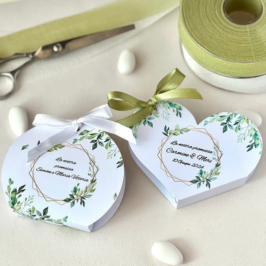 Scatolina Bomboniera Tonda Personalizzata Verde – Promessa / Matrimonio / Cresima