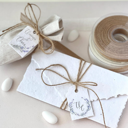 Invito Matrimonio in Carta Piantabile – Stile Rustico Elegante – Personalizzato con Nomi, Testo e Grafica – Carta Riciclata Artigianale