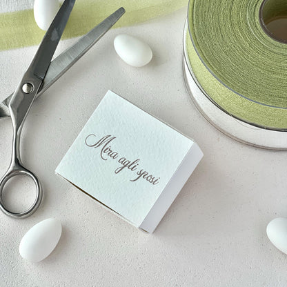 Scatolina Porta Riso/Confetti Avorio Martellato – Personalizzata con Nome & Data – Elegante per Matrimonio