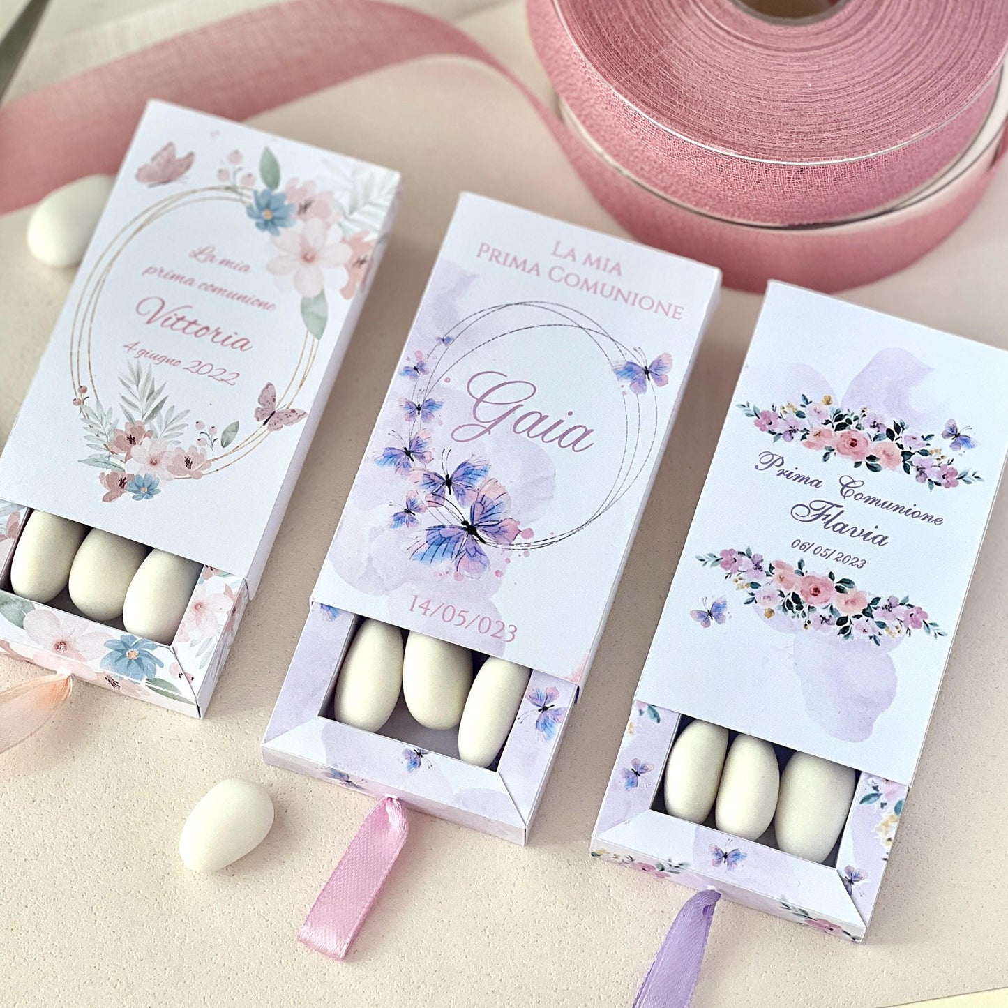 Scatolina Prima Comunione personalizzata – Box con cassetto – 3 grafiche disponibili – Porta confetti elegante - Bomboniera Personalizzata