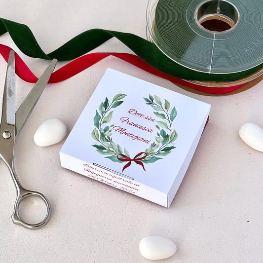 Scatolina Laurea Verde e Rosso – Bomboniera Personalizzata con Corona d’Alloro Perfetta per 5/7 Confetti - Portaconfetti Laurea