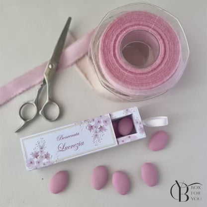 Scatolina porta confetti floreale rosa | Bomboniera nascita o battesimo bimba | Favor box elegante handmade in Italy