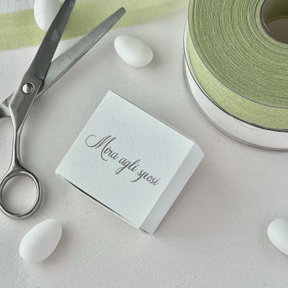 Scatolina Porta Riso/Confetti Avorio Martellato – Personalizzata con Nome & Data – Elegante per Matrimonio