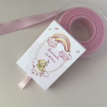 Scatolina porta confetti arcobaleno | Bomboniera nascita bimbo o bimba personalizzata con orsetto | Favor box handmade in Italy